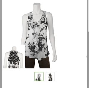 IZ Byer California Floral Ruffle Top Junior XL